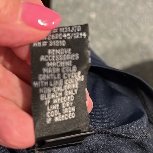 A. Byer Navy Blue Dress with Lace Cap Sleeves - Large - Picture 12 of 12